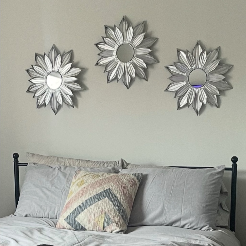 Rare West Elm Set of 3 Flower Metal Wall Art